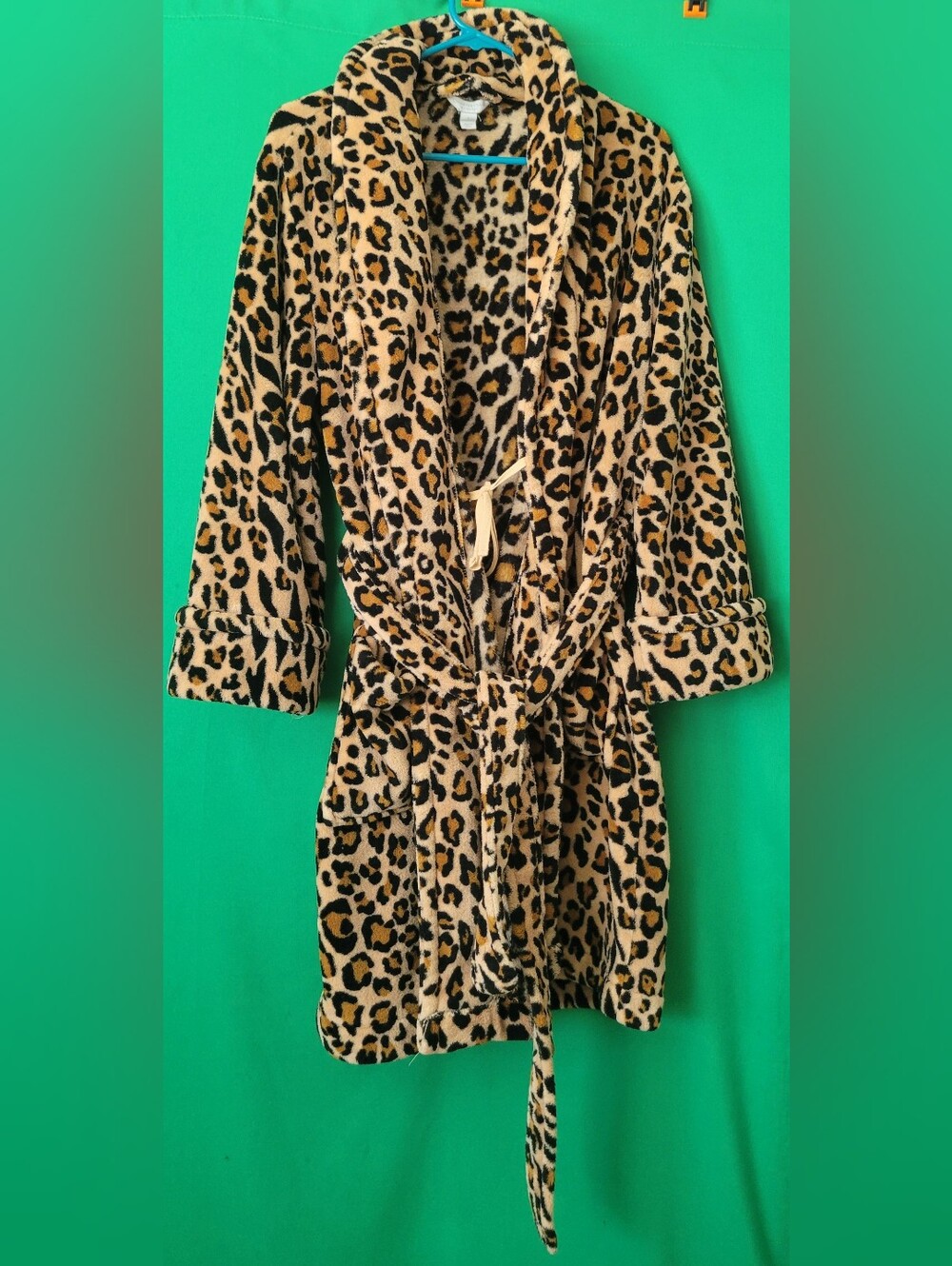 Charter Club Intimate Leopard Print Plush Robe Cheetah Animal Large Fleece Soft